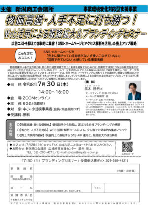 0730Web解析販促＆ブランディングオンラインセミナーチラシ（新潟cci）のサムネイル